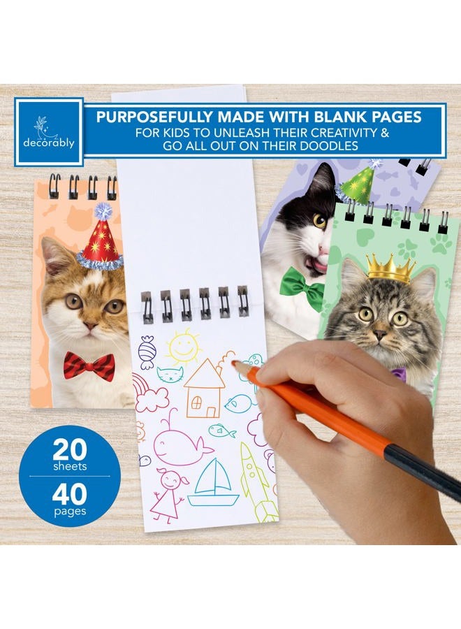 Decorably 24 Pack Cat Spiral Mini Notebooks for Kids - 12 Kitty Designs 2.4x4in Party Favors for Kids 8-12, Spring-Bound 20 Sheets - Image 2