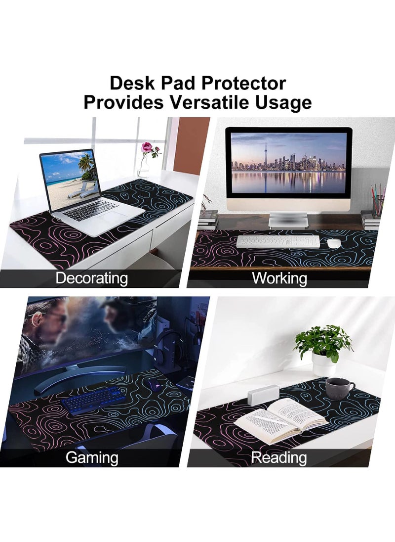 Rock Pow - Topographic Mouse Pad, Large Gaming Mouse Pad Non-Slip Rubber Base Water-Resistant Desk Mat for Computer Keyboard, 800x300x3MM Extended Desk Pad with Stitched Edges for Office Gaming - Image 1
