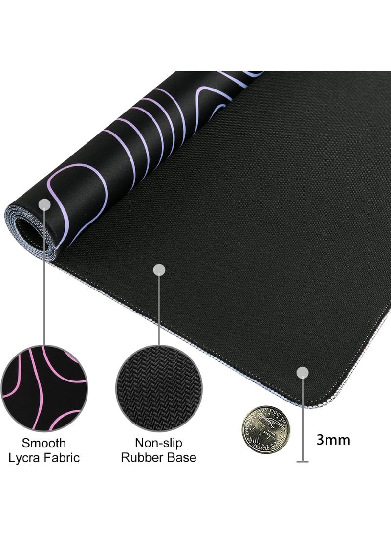 Rock Pow - Topographic Mouse Pad, Large Gaming Mouse Pad Non-Slip Rubber Base Water-Resistant Desk Mat for Computer Keyboard, 800x300x3MM Extended Desk Pad with Stitched Edges for Office Gaming - Image 1