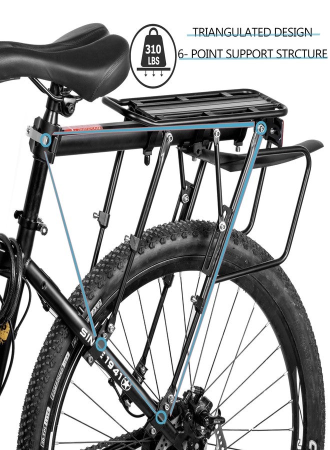 YONTUO Rear Bike Rack with Bag,310 LB Capacity Solid Bearings Bike Cargo Rack & Large Size Reflective,Quick Release Mountain Road Bicycle Rear Racks,Universal Bike Luggage Touring Carrier Rack,BCR06V2 - Image 2