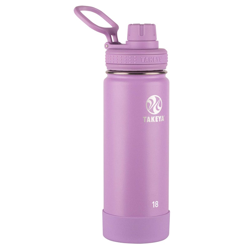 Takeya Actives Water Bottle with Spout Lid  Bottle with Double Stainless Steel Insulation  Dishwasher Safe  BPAFree  Bottle with Spout Lid  Removable Bumper  18 oz Lilac
