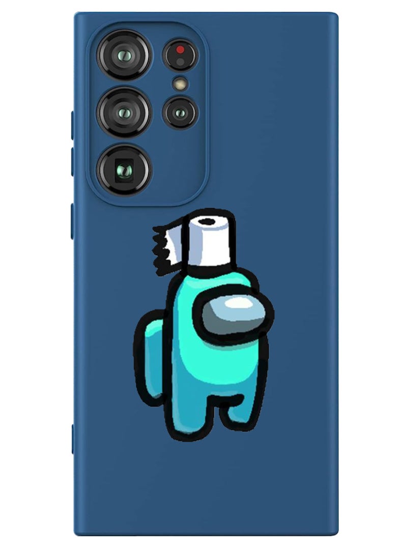 Theodor Protective Slim Fit Case Liquid Silicone Cover with Full Body Protection Anti-Scratch Shockproof Case For Samsung Galaxy S24 Ultra (Blue) - Among us tissue roll - Image 1