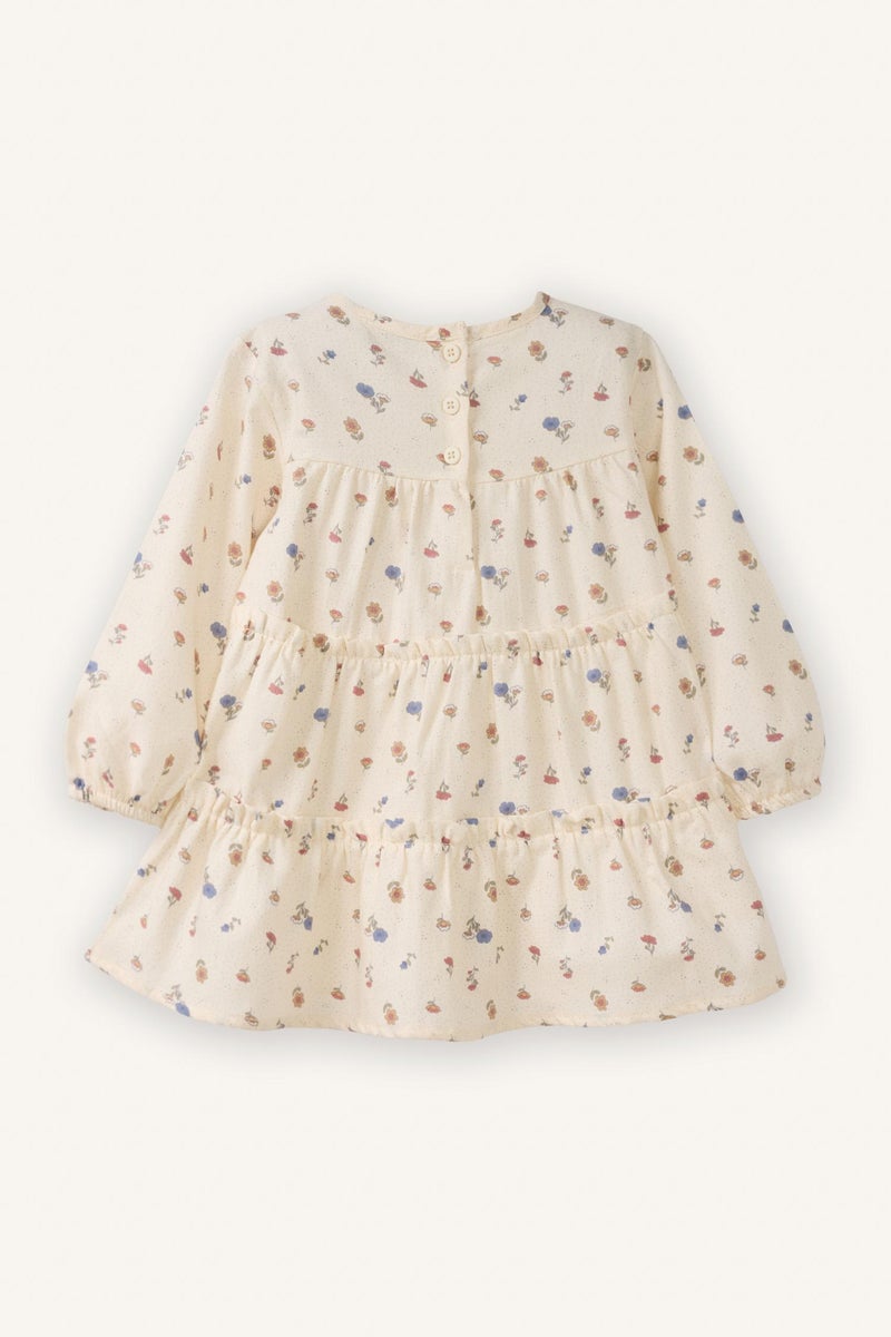 DeFacto Beige BabyGirl Baby Girl Patterned Long Sleeve Twill Dress Casual - Image 5