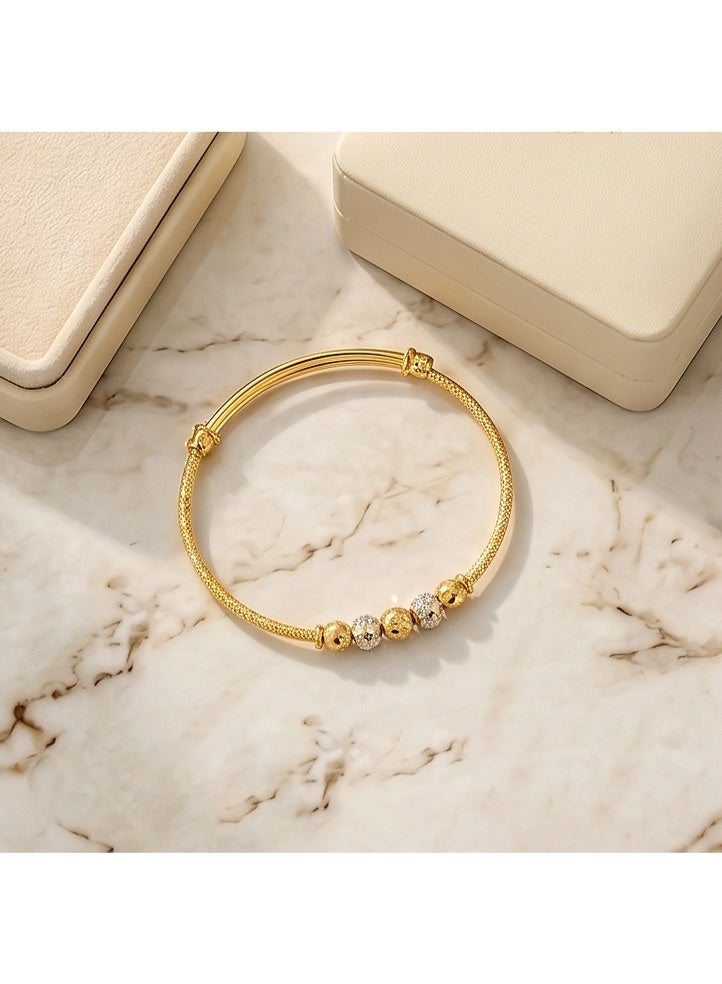 Bafleh Jewellery 21K Two Tone Gold Expandable Baby Bangle with Faceted Beads - Image 5