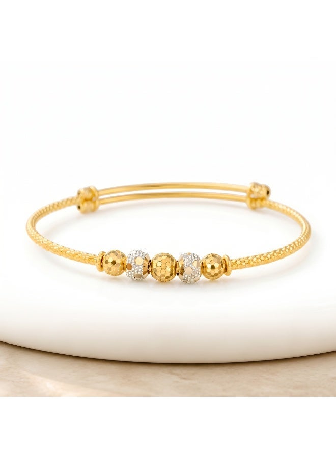 Bafleh Jewellery 21K Two Tone Gold Expandable Baby Bangle with Faceted Beads - Image 1