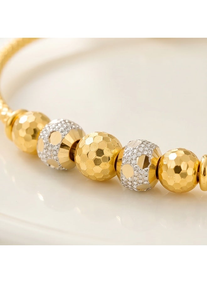 Bafleh Jewellery 21K Two Tone Gold Expandable Baby Bangle with Faceted Beads - Image 3