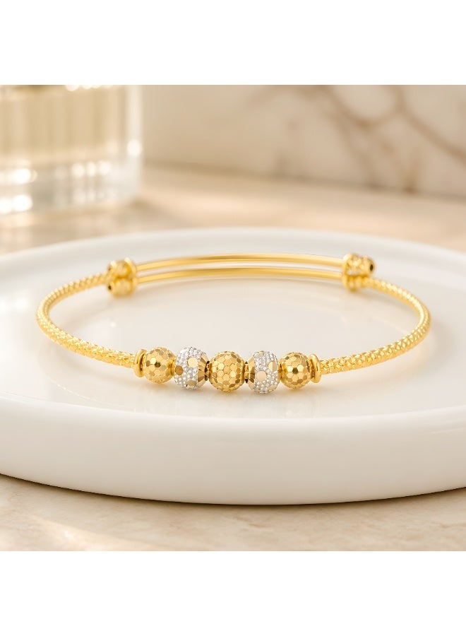 Bafleh Jewellery 21K Two Tone Gold Expandable Baby Bangle with Faceted Beads - Image 2