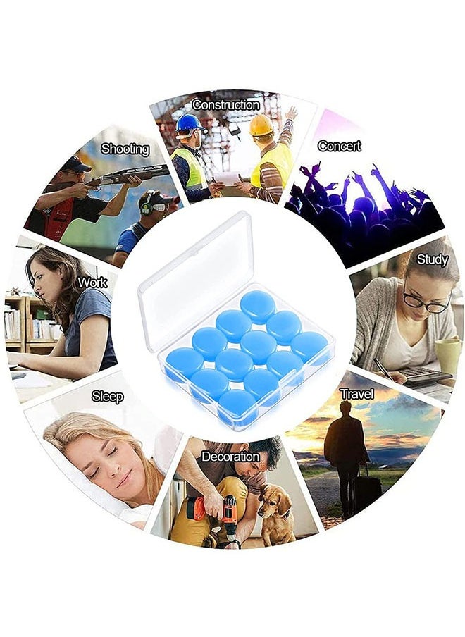 6 Pairs Gel Ear Plugs Reusable Silicone Earplugs Waterproof Moldable Swimming Earplugs Noise Cancelling Ear Plugs for Adults Ear Plugs for Swimming Sleeping Snoring Studying (Blue)