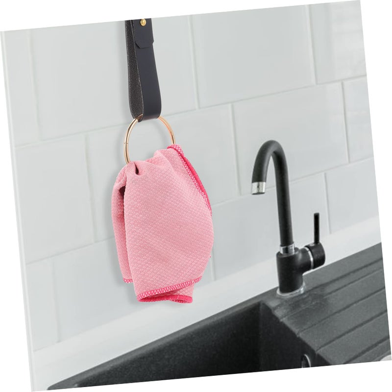 Modern Matte Black PU Towel Ring Holder Wall Mounted Organizer Easy Clean Space Saving - Image 5