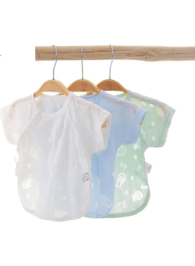 Youqi Newborn Baby Clothes, Half-Back Shirt For Newborns, Summer Style, Baby Top, Summer Thin Clothing, Monk-Style Summer Outfit - Image 1