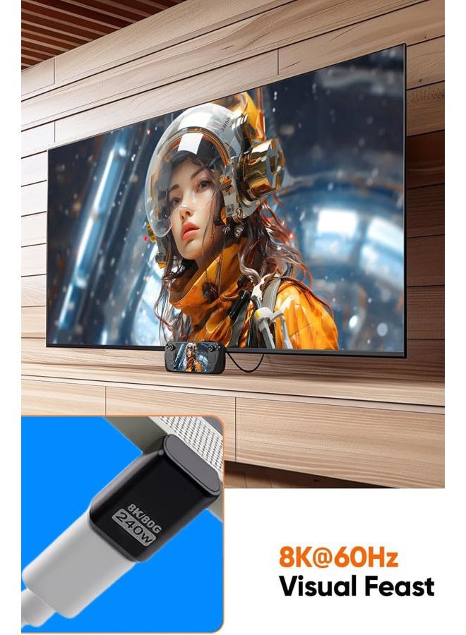 Duttek USB C 90 Degree Adapter [240W 80Gbps 8K@60Hz], 90 Degree USB C Adapter Compatible with Thunderbolt 5 Cable, Type-C Extender for Steam Deck, MacBook, Smart Tablet & Phone 2 Pack - Image 4