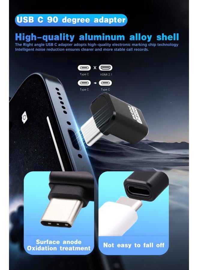 Duttek USB C 90 Degree Adapter [240W 80Gbps 8K@60Hz], 90 Degree USB C Adapter Compatible with Thunderbolt 5 Cable, Type-C Extender for Steam Deck, MacBook, Smart Tablet & Phone 2 Pack - Image 5