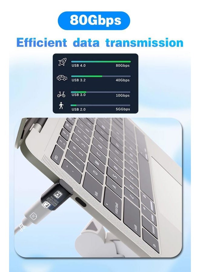 Duttek USB C 90 Degree Adapter [240W 80Gbps 8K@60Hz], 90 Degree USB C Adapter Compatible with Thunderbolt 5 Cable, Type-C Extender for Steam Deck, MacBook, Smart Tablet & Phone 2 Pack - Image 2