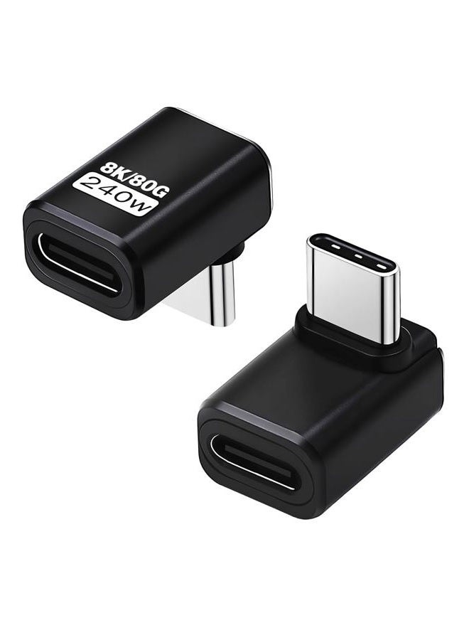 Duttek USB C 90 Degree Adapter [240W 80Gbps 8K@60Hz], 90 Degree USB C Adapter Compatible with Thunderbolt 5 Cable, Type-C Extender for Steam Deck, MacBook, Smart Tablet & Phone 2 Pack - Image 1