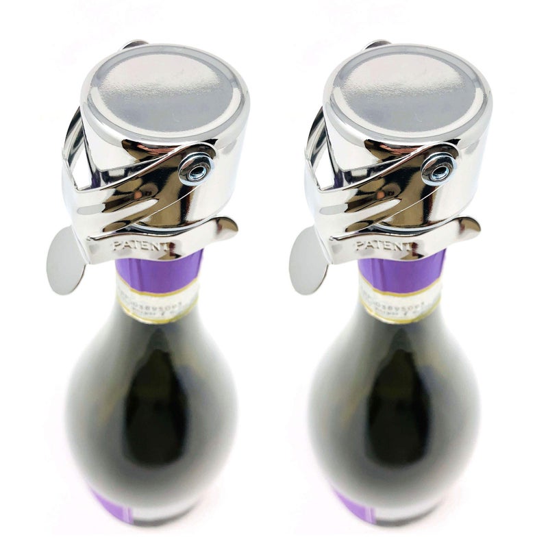 KLOVEO Champagne Stoppers by Kloveo - Patented Seal - Made in Italy - Professional Grade WAF Champagne Bottle Stopper - Prosecco, Cava, and Sparkling Wine Stopper - Chrome, 2-Pack  - Image 1