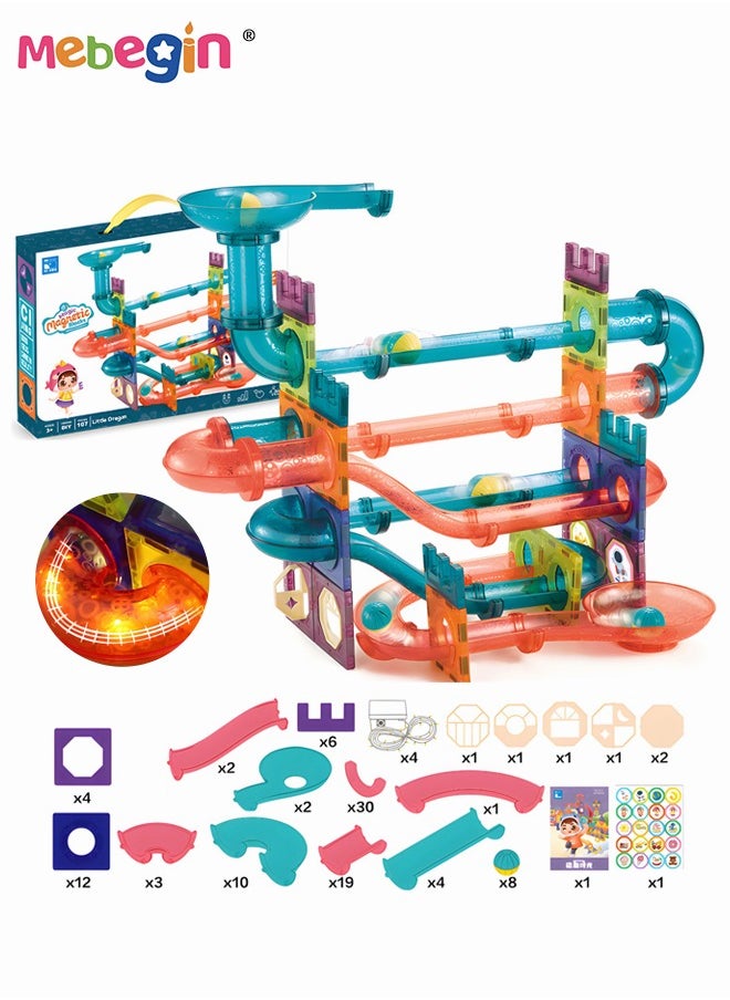 MEBEGIN 111 Pcs Colorful Track Building Blocks with Lights for Kids 3D Magnetic Sheet Children Splicing Building Block Eraly Educational Toys  - Image 2