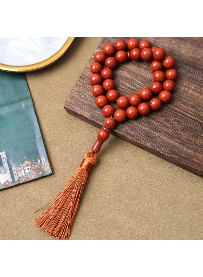 NIBEMINENT 33 Muslim Prayer Beads Orange Red/12mm