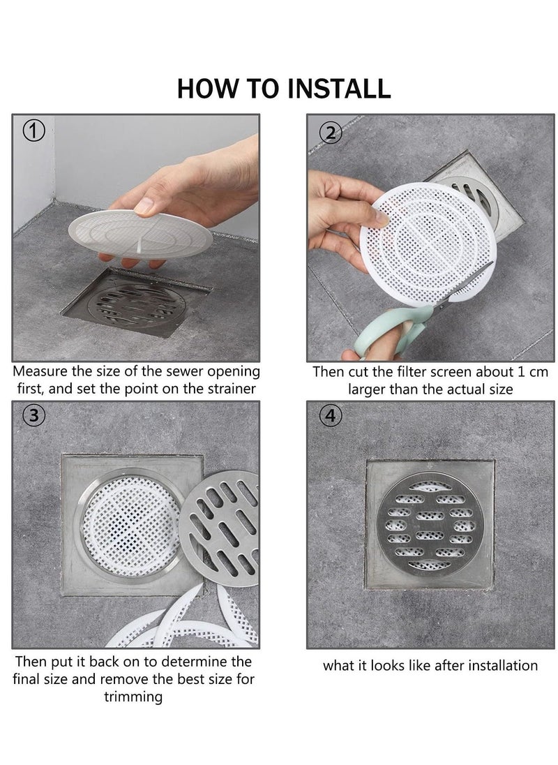 Shower Drain Filter, Shower Hair Extension Mesh Plastic Floor Sink Strainer Can Be Cut Easy to Install and Clean, Fits Different Size Drain Openings, Bathroom, Washbasin, Tub, Kitchen (4 Pieces) - Image 4