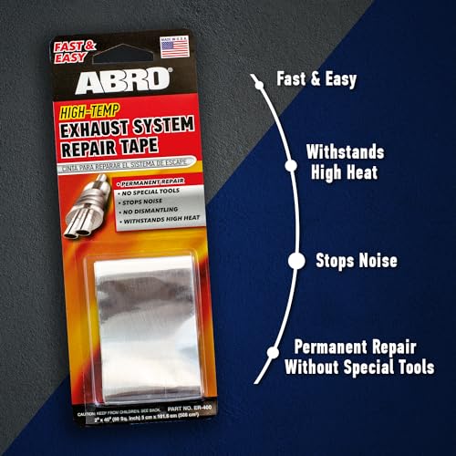 ABRO Exhaust Tape: Muffler Repair Kit, High Temp Aluminum Bonding Agent Exhaust Leak Tape, Fast, Economical, Permanent Solution to Stop Noise and Seal Out Dangerous Fumes, No Special Tools Required - Image 3