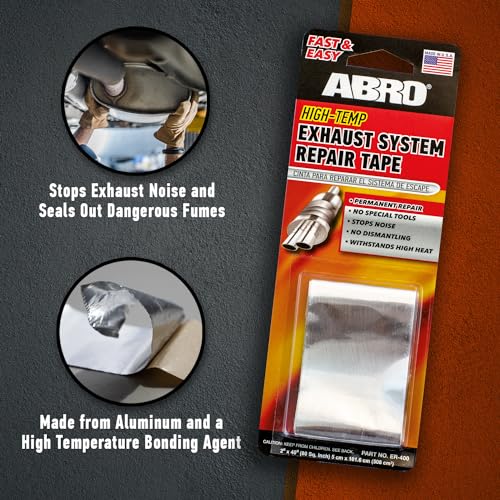 ABRO Exhaust Tape: Muffler Repair Kit, High Temp Aluminum Bonding Agent Exhaust Leak Tape, Fast, Economical, Permanent Solution to Stop Noise and Seal Out Dangerous Fumes, No Special Tools Required - Image 2