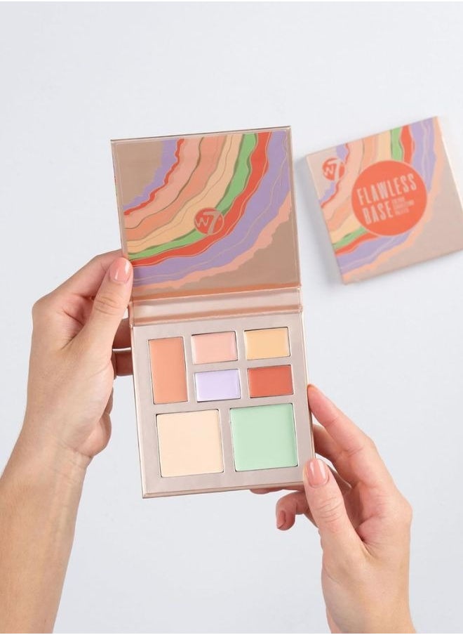 W7 Cosmetics W7 Flawless Base Cream Colour Correcting Palette - 7 Shades to Improve Skin Discolouration & Imperfections  - Image 3