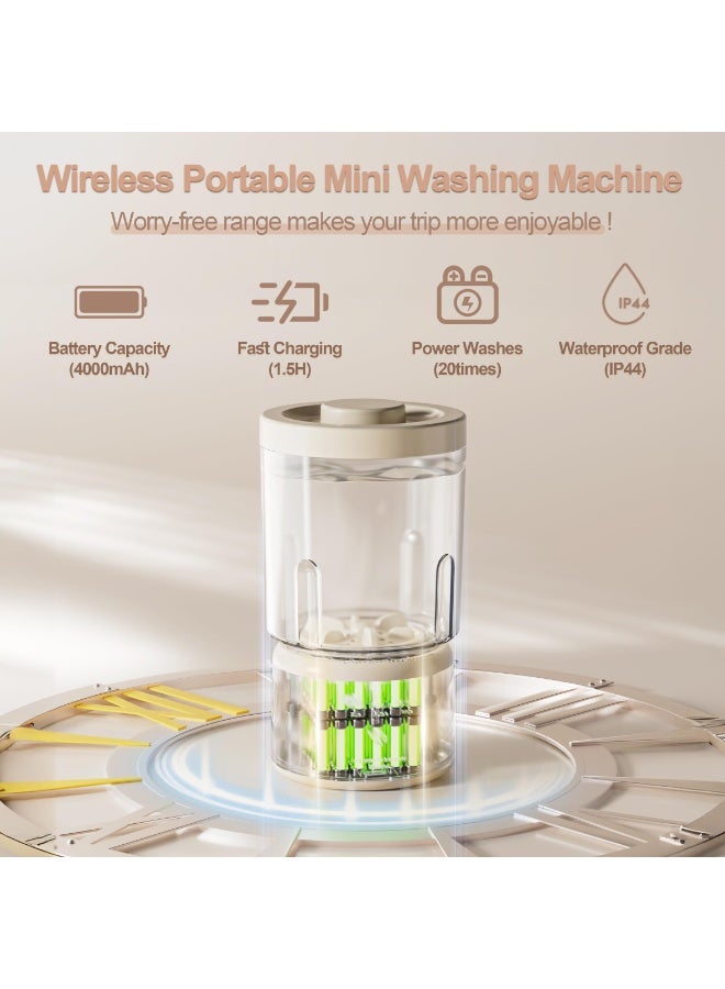 الحلم غسالة ملابس صغيرة محمولة، غسالة ملابس داخلية جديدة لعام 2025، غسالة ملابس صغيرة، غسالة فرش مكياج، غسالة ملابس داخلية للمنزل والفندق والمركبات الترفيهية والسفر والتخييم (الحجم: كوب مزدوج، اللون: أصفر كريمي) - Image 4