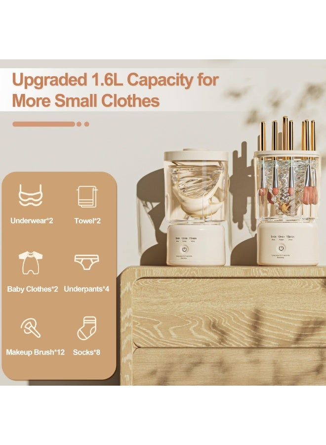 الحلم غسالة ملابس صغيرة محمولة، غسالة ملابس داخلية جديدة لعام 2025، غسالة ملابس صغيرة، غسالة فرش مكياج، غسالة ملابس داخلية للمنزل والفندق والمركبات الترفيهية والسفر والتخييم (الحجم: كوب مزدوج، اللون: أصفر كريمي) - Image 3