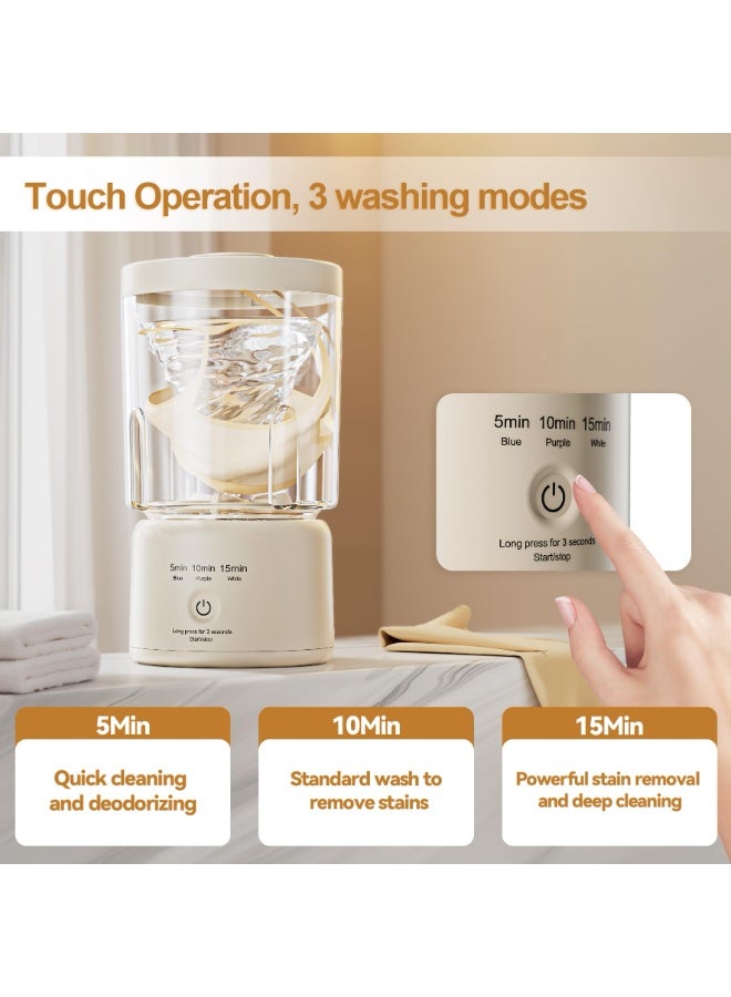 الحلم غسالة ملابس صغيرة محمولة، غسالة ملابس داخلية جديدة لعام 2025، غسالة ملابس صغيرة، غسالة فرش مكياج، غسالة ملابس داخلية للمنزل والفندق والمركبات الترفيهية والسفر والتخييم (الحجم: كوب مزدوج، اللون: أصفر كريمي) - Image 5