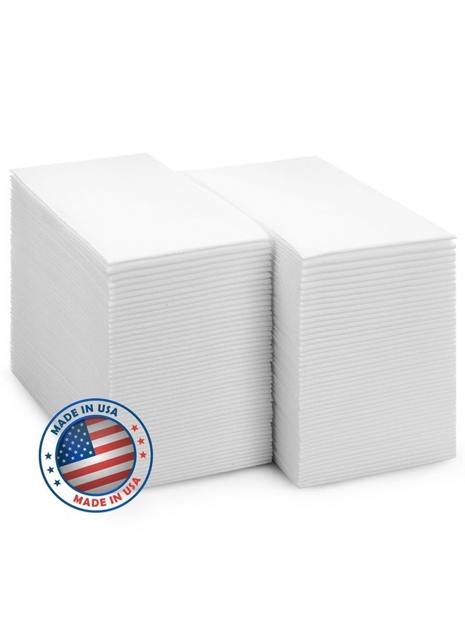 BloominGoods Disposable Bathroom Napkins | Single-Use Linen-Feel Guest Towels | Cloth-Like Hand Tissue Paper, White (EXTRA LIGHT - Pack of 1200)  - Image 3