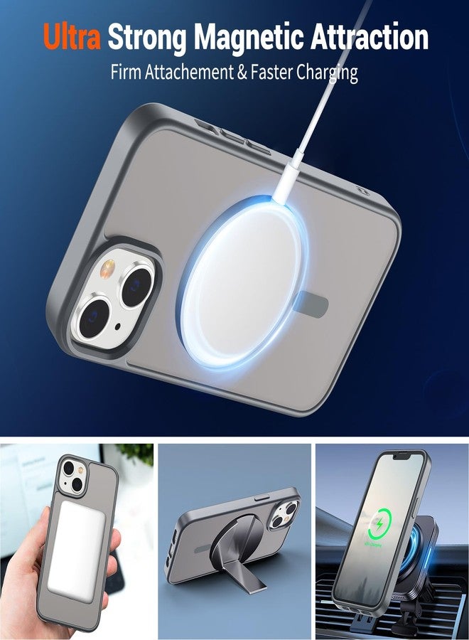 SUPFINE Magnetic for iPhone 14 Case & iPhone 13 Case (Compatible with MagSafe) (Military Grade Drop Protection) Slim Translucent Matte Shockproof Phone Cover,Gray - Image 5