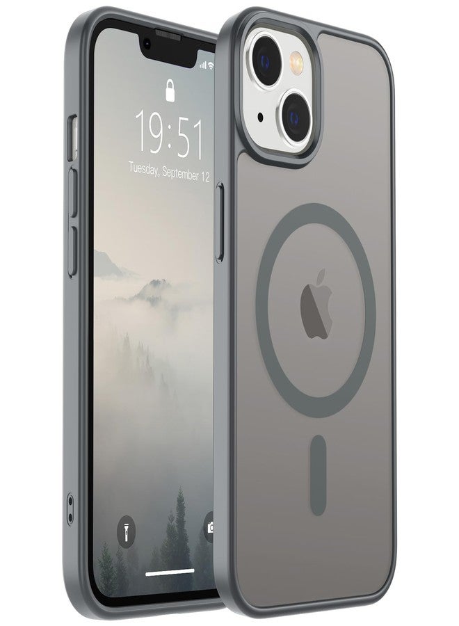SUPFINE Magnetic for iPhone 14 Case & iPhone 13 Case (Compatible with MagSafe) (Military Grade Drop Protection) Slim Translucent Matte Shockproof Phone Cover,Gray - Image 1