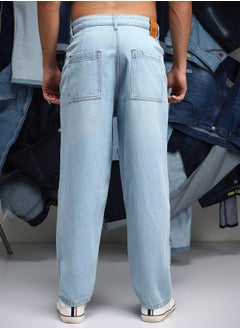 Campus Sutra Men's Light Blue Semi-Tapered Relaxed Denim Jeans  - Image 5