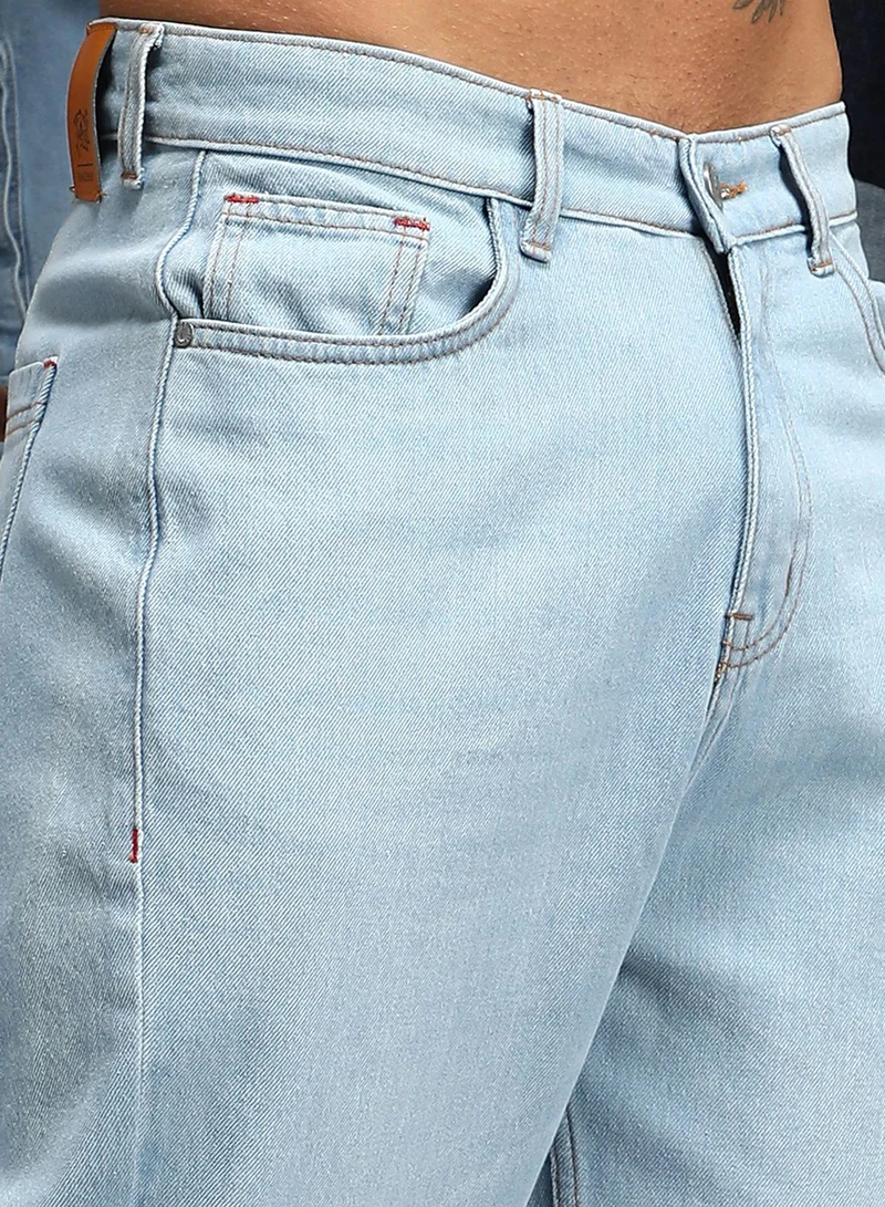 Campus Sutra Men's Light Blue Semi-Tapered Relaxed Denim Jeans