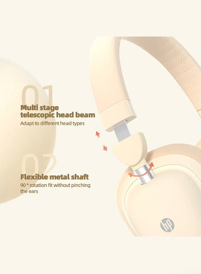 HP H231R Headphones Wireless Bluetooth 5.3 Sports Extra Long Standby Game Wired Computer Headphones Creamy - Image 3