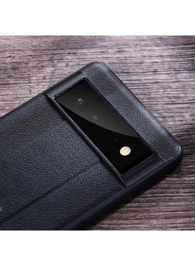 S-TOP Case For Google Pixel 6 Pro PC + Leather Texture Protective Phone Case with Metal Holder - Image 3