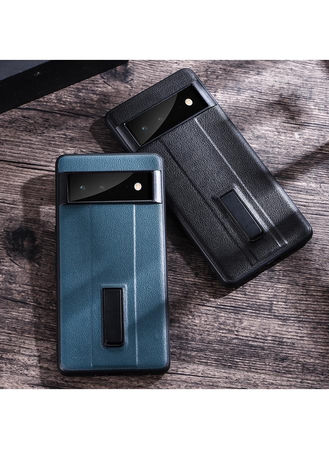 S-TOP Case For Google Pixel 6 Pro PC + Leather Texture Protective Phone Case with Metal Holder - Image 4