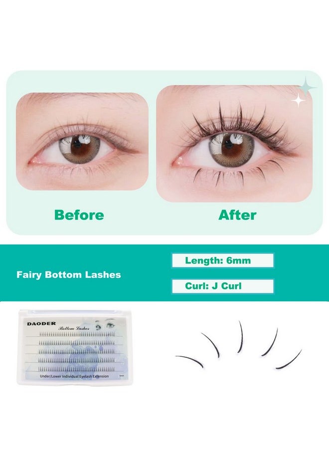 DAODER - Bottom Lash Extension Kit 200Pcs Lower Individual Lashes With Lash Bond And Applicator Tool 6Mm Under Eye Lashes Natural Look Diy Eyelash Extension By Daoder(Fairy Bottom Lashes) - Image 1