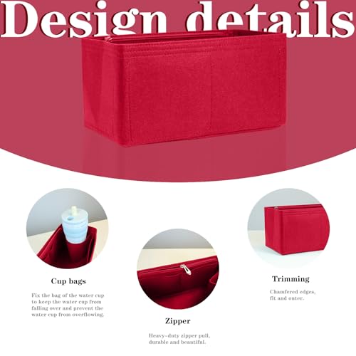 Lckaey Purse Inserts for Speedy 25 Organizer Insert, for monogram bag, HandBag protective insert Tote Bag and hand bag protector, organizer insert 1083red-M - Image 4