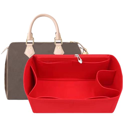 Lckaey Purse Inserts for Speedy 25 Organizer Insert, for monogram bag, HandBag protective insert Tote Bag and hand bag protector, organizer insert 1083red-M - Image 1