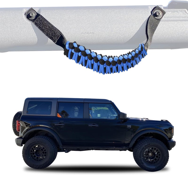 BESTAOO Roll Bar Grab Handles Paracord Grip Handle for Ford Bronco 2021-2024, 2 Pack (Blue) - Image 5