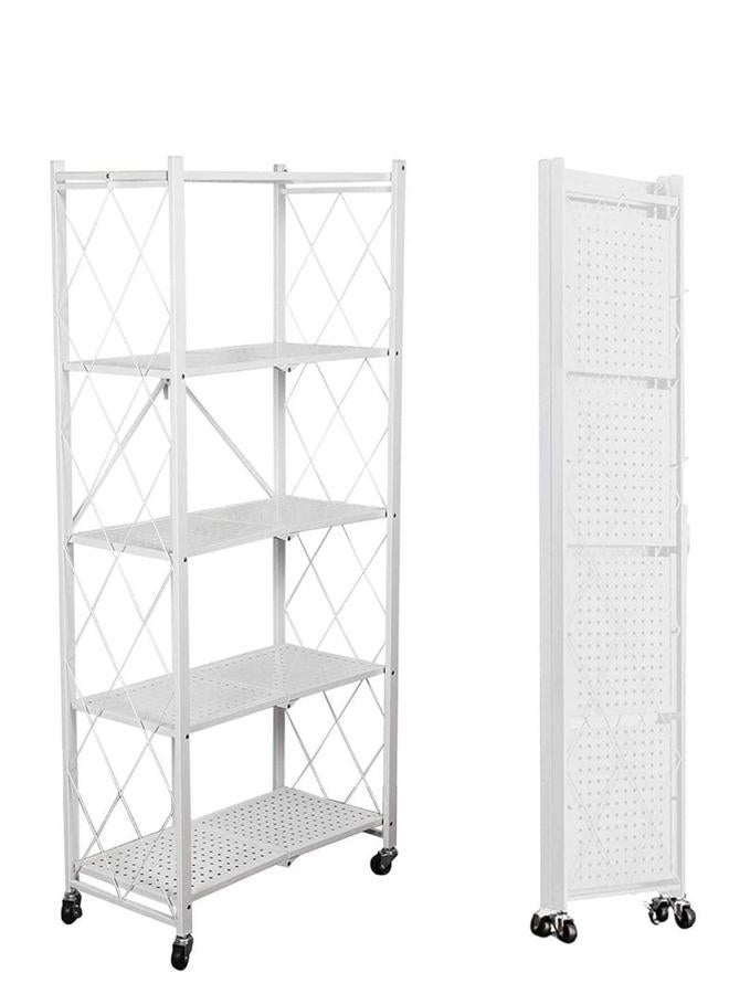 HOMESTAR 5-Layered Foldable Storage Rack With Wheels White - Image 3