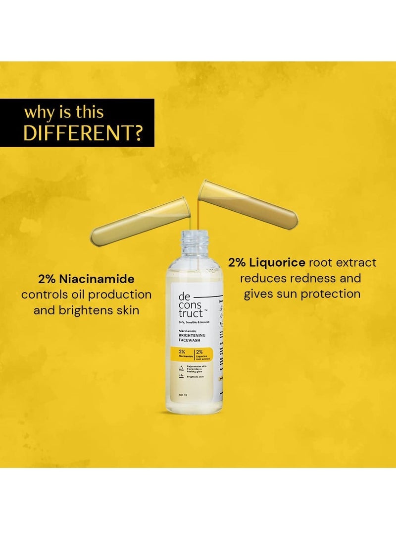 Deconstruct Niacinamide Brightening Face Wash | 2% Niacinamide+2% Liquorice Root Extract | For Glowing Skin | 100 ml each | Pack of 2 - Image 2