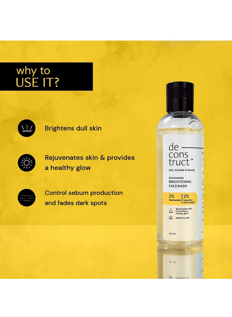 Deconstruct Niacinamide Brightening Face Wash | 2% Niacinamide+2% Liquorice Root Extract | For Glowing Skin | 100 ml each | Pack of 2 - Image 4