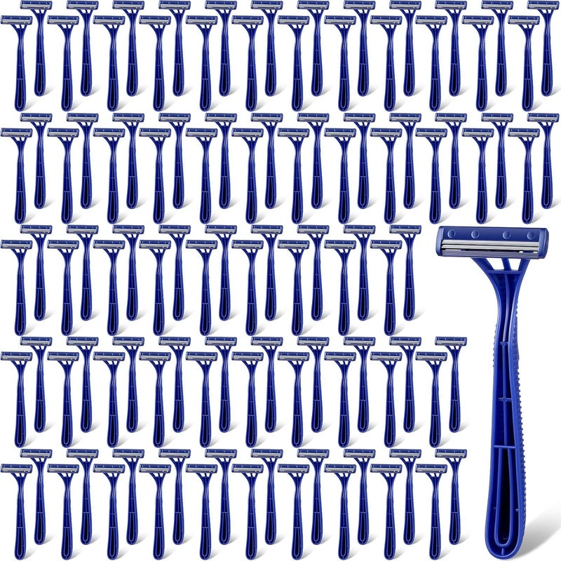 200 Pieces Disposable Razor Bulk for Men Individually Wrapped Twin Blades Shaving Razor for Shaving Safety Hotel Guest House Travel Home Use Portable Blue