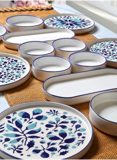 Farika Porselen 14-Piece 6-Person Stackable Blue Ethnical Breakfast Set  - Image 2