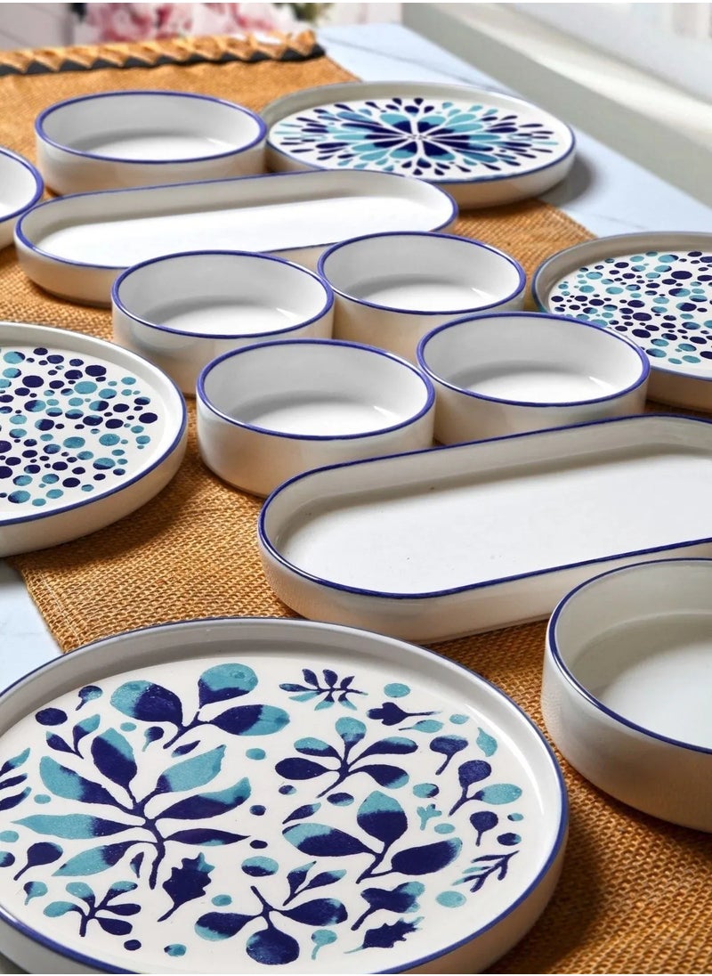 Farika Porselen 14-Piece 6-Person Stackable Blue Ethnical Breakfast Set  - Image 2