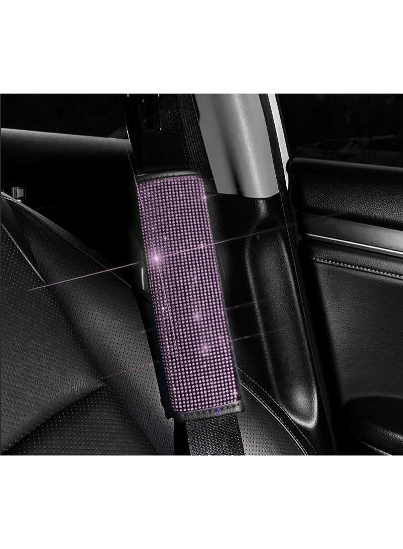 Bling Rhinestone Car Seat Belt Covers, Universal Diamond Seat Belt Shoulder Pads for Women, Crystal Safety Belt Protector, Car Interior Accessories