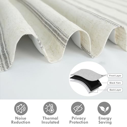 DriftAway Farmhouse Double Layer Linen Blackout Tie Up Curtains Thermal Insulated Vertical Striped Fully Lined Balloon Roman Shade Bathroom Window Adjustable Rod Pocket 45 Inch by 63 Inch Gray - Image 5