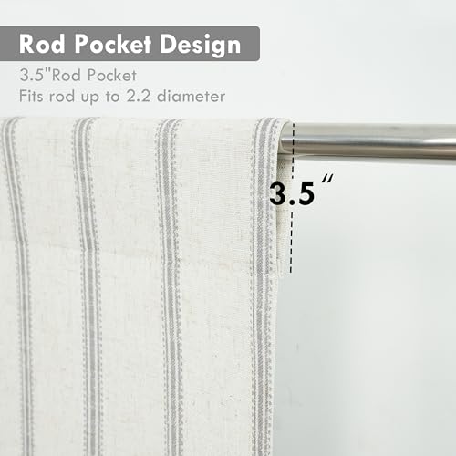 DriftAway Farmhouse Double Layer Linen Blackout Tie Up Curtains Thermal Insulated Vertical Striped Fully Lined Balloon Roman Shade Bathroom Window Adjustable Rod Pocket 45 Inch by 63 Inch Gray - Image 3