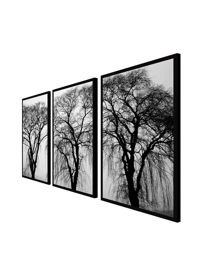 999STORE Fiber Frame painting for bedroom tree paintings living room home décor framed stylish modern Wall Frames Art hanging (Set of 3 Paper Print 24X48 Inches Black) BS3Frames099 - Image 3